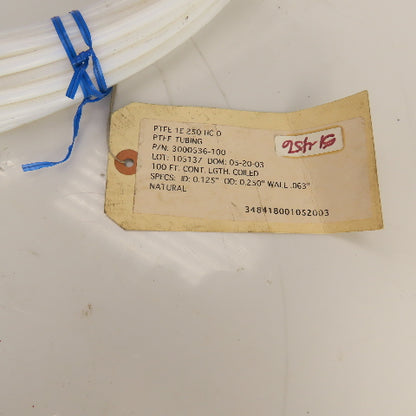 3000536-100 PTFE Tubing 0.125" ID x 0.250" OD x 0.063" Wall x 100' Long