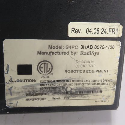 RadiSys S4PC 3HAB 8572-1/06 Operator Interface Control Panel 250V