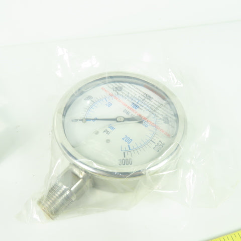 Pic Gauges PRO-301L-402P 0-3000PSI Pressure Guage 30ZV92 1/2" NPT