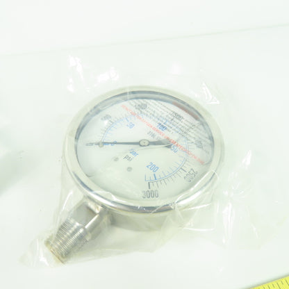 Pic Gauges PRO-301L-402P 0-3000PSI Pressure Guage 30ZV92 1/2" NPT