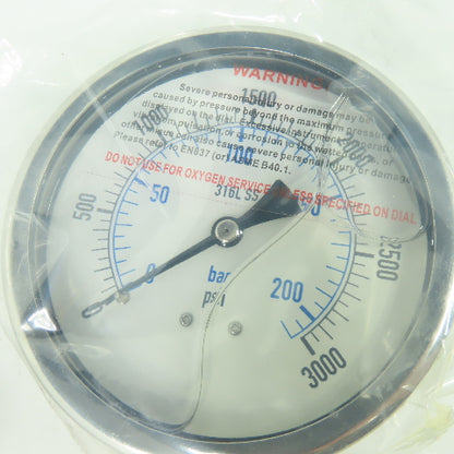 Pic Gauges PRO-301L-402P 0-3000PSI Pressure Guage 30ZV92 1/2" NPT