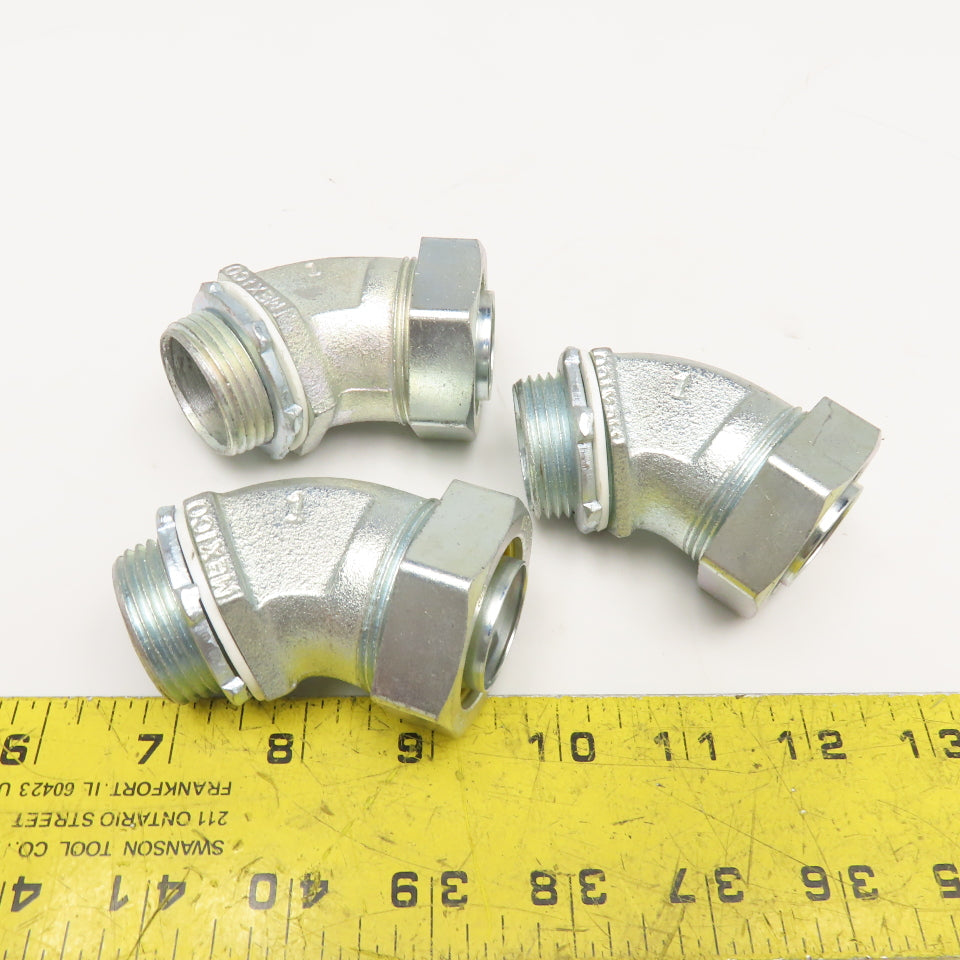 Raco 1" Liquid Tight Flexible Metal Conduit Fitting Elbow 45° Lot Of 3