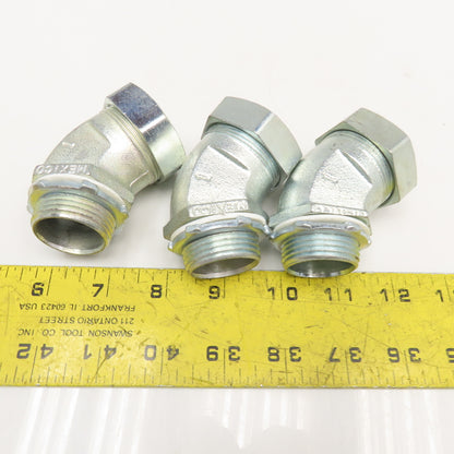 Raco 1" Liquid Tight Flexible Metal Conduit Fitting Elbow 45° Lot Of 3