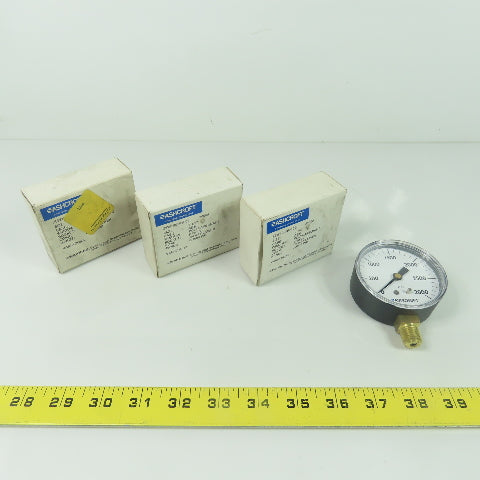 Ashcroft 25W1005PH 02L 0-3000PSI 2-1/2" Pressure Guage 1/4" NPT Lot Of 3