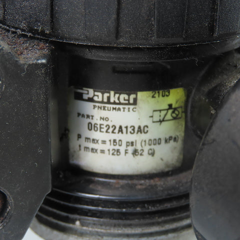 Parker 06E22A13AC Pneumatic Filter Regulator Assembly 150PSI 3/8" NPT W/ 06L21BE