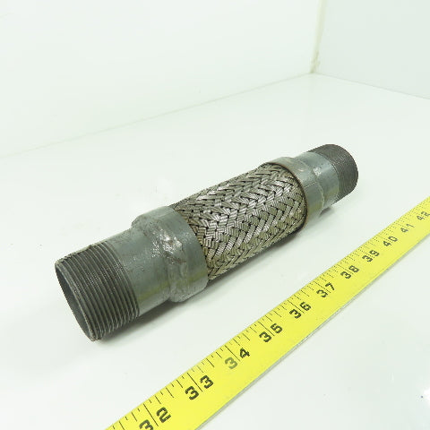 1-1/2" NPT Male Stainless Steel Braided Flexible Hose Expansion Joint 9" OAL
