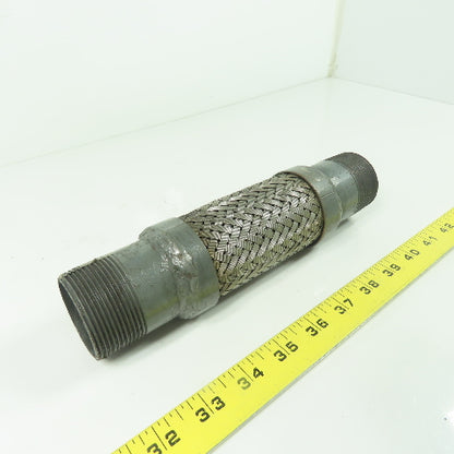 1-1/2" NPT Male Stainless Steel Braided Flexible Hose Expansion Joint 9" OAL