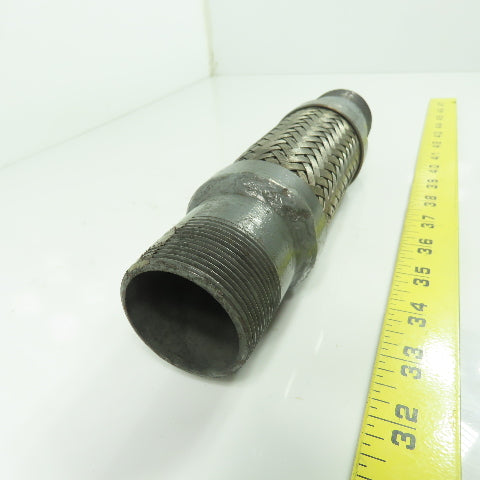 1-1/2" NPT Male Stainless Steel Braided Flexible Hose Expansion Joint 9" OAL