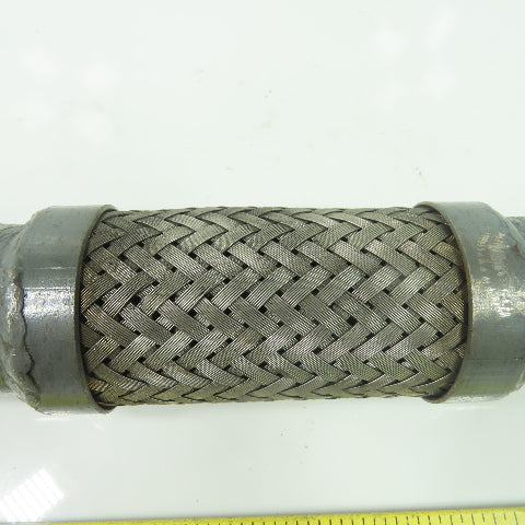 1-1/2" NPT Male Stainless Steel Braided Flexible Hose Expansion Joint 9" OAL
