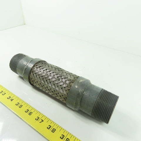 1-1/2" NPT Male Stainless Steel Braided Flexible Hose Expansion Joint 9" OAL