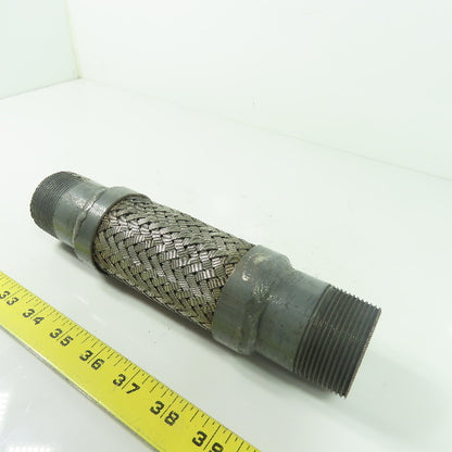 1-1/2" NPT Male Stainless Steel Braided Flexible Hose Expansion Joint 9" OAL