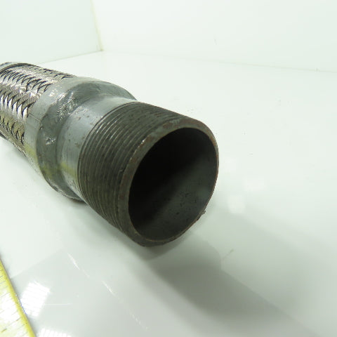1-1/2" NPT Male Stainless Steel Braided Flexible Hose Expansion Joint 9" OAL