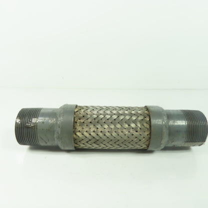1-1/2" NPT Male Stainless Steel Braided Flexible Hose Expansion Joint 9" OAL