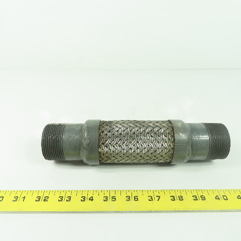 1-1/2" NPT Male Stainless Steel Braided Flexible Hose Expansion Joint 9" OAL