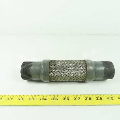 1-1/2" NPT Male Stainless Steel Braided Flexible Hose Expansion Joint 9" OAL