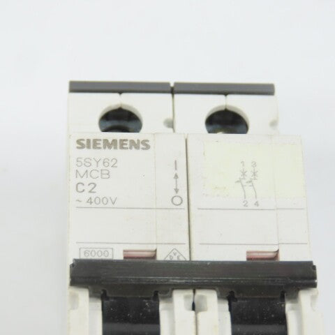 Siemens 5SY62 C2 MCB 2-Pole C2 2A 400V Circuit Breaker