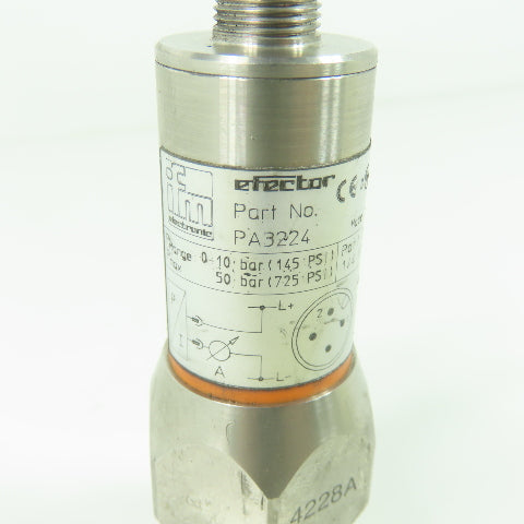 IFM PA3224 Pressure Sensor 8-30V 1/4" NPT 725PSI Max