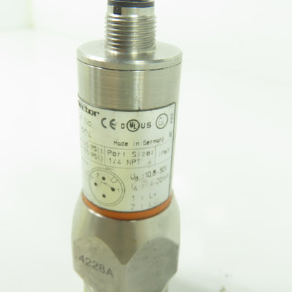 IFM PA3224 Pressure Sensor 8-30V 1/4" NPT 725PSI Max