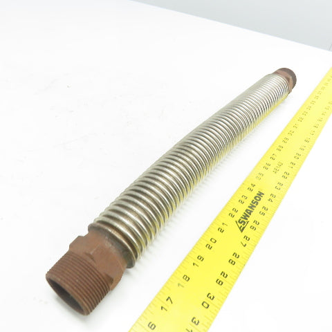 1-1/2" NPT Male Stainless Steel Flexible Hose Expansion Joint 20" OAL