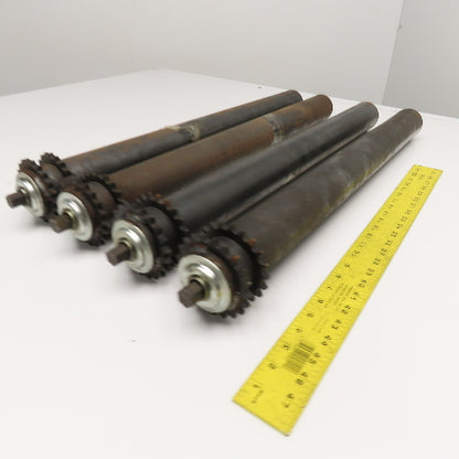 2.5" OD 28" Face Width No. 40 Roller Chain Drive Conveyor Roller 11/16 Hex Lot/4