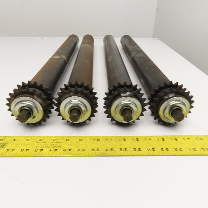 2.5" OD 28" Face Width No. 40 Roller Chain Drive Conveyor Roller 11/16 Hex Lot/4