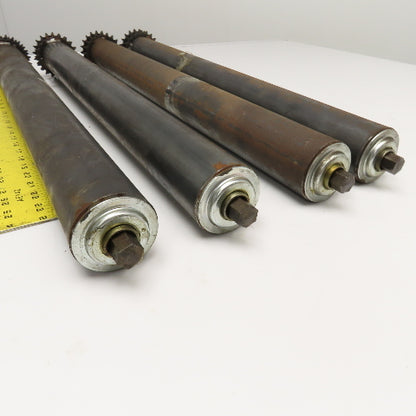 2.5" OD 28" Face Width No. 40 Roller Chain Drive Conveyor Roller 11/16 Hex Lot/4
