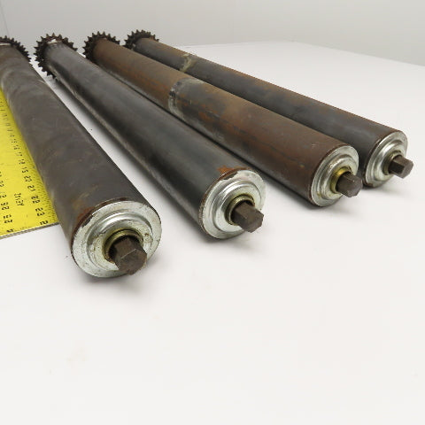 2.5" OD 28" Face Width No. 40 Roller Chain Drive Conveyor Roller 11/16 Hex Lot/4