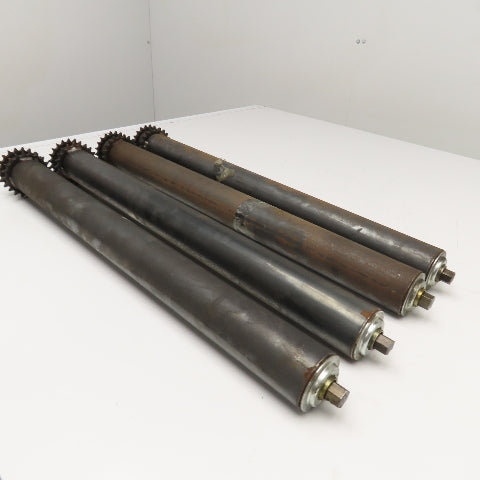 2.5" OD 28" Face Width No. 40 Roller Chain Drive Conveyor Roller 11/16 Hex Lot/4