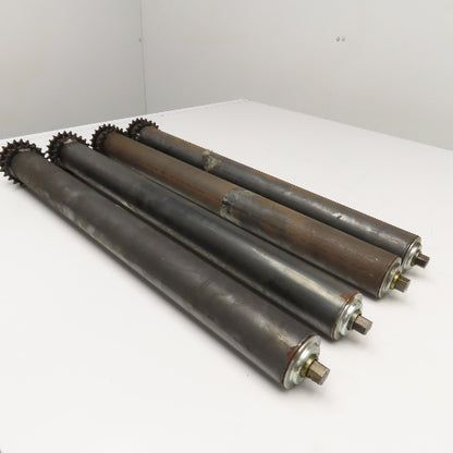 2.5" OD 28" Face Width No. 40 Roller Chain Drive Conveyor Roller 11/16 Hex Lot/4