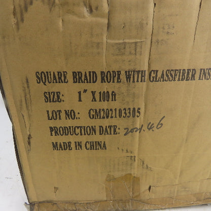 Ceramic Fiber Braid Rope W/ Glass Insert 100' Long 1" thick