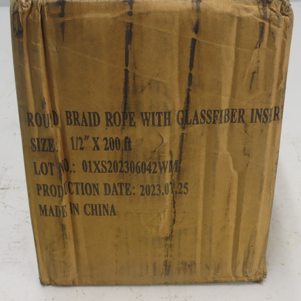 Round Ceramic Fiber Braid Rope W/ Glass Insert 200' Long 1/2" thick