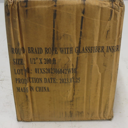 Round Ceramic Fiber Braid Rope W/ Glass Insert 200' Long 1/2" thick