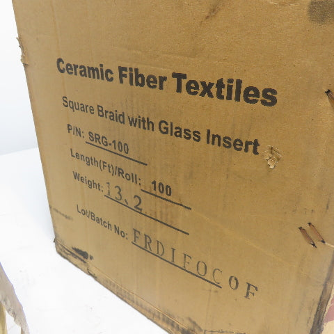 Taofibre SRG-100 Square Ceramic Fiber Braid Rope W/ Glass Insert 100' L 1" Thick