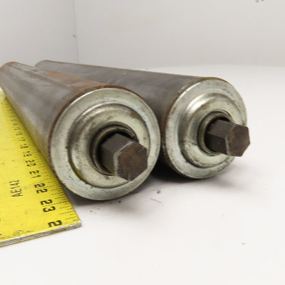 2.5" OD 22" BF Gravity Conveyor Roll 23-1/2" OAL Lot Of 2