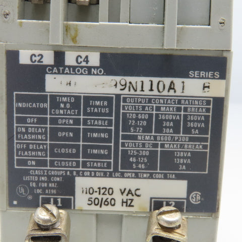 Allen Bradley 700-RT99N110A1 Solid State Timer .2-8s Off Delay