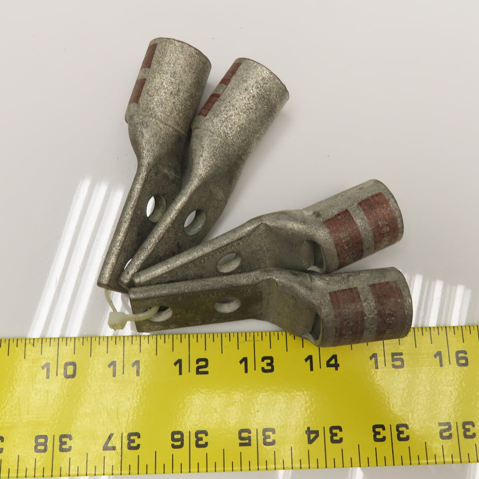 WP91412-L182 500KCMIL CU 2 Hole Crimp Lug Brown Wire Connector Lot Of 4