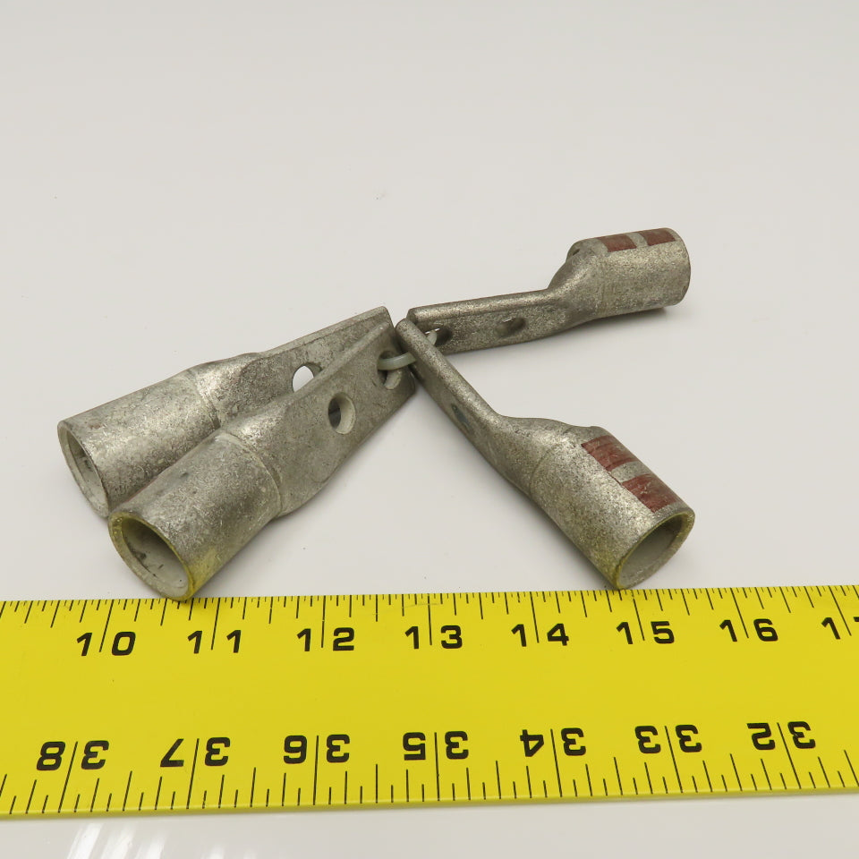 WP91412-L182 500KCMIL CU 2 Hole Crimp Lug Brown Wire Connector Lot Of 4