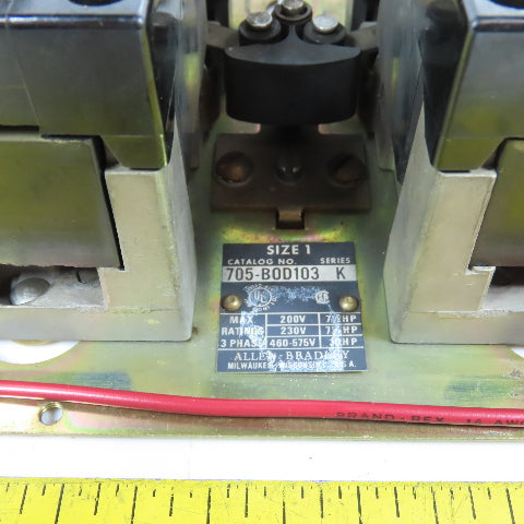 Allen Bradley 705-BOD103 Ser K Size 1 Reversing Starter 3-10HP 120V Coil W37