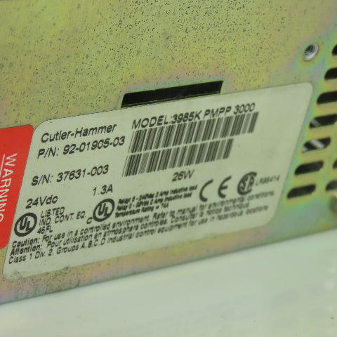 Cutler-Hammer 3985K PMPP 3000 PanelMate Power Pro HMI 92-01905-03 24VDC 1.3A 26W