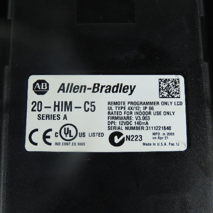 Allen Bradley 20-HIM-C5 Ser A Remote Programmer LCD F/W 3.003 W/ Cable