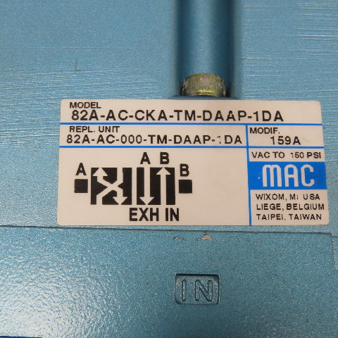 MAC 82A-AC-CKA-TM-DAAP-1DA 4/2 Position Pneumatic Solenoid Valve 110/120V