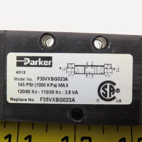 Parker F35VXBG023A 5/3 Position Closed Center Pneumatic Solenoid Valve 120V Coil