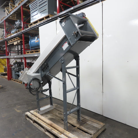 Titan 7' Long Incline Chip Conveyor 18" Belt 3Ph 230/460V 75" Discharge 35FPM