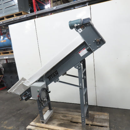 Titan 7' Long Incline Chip Conveyor 18" Belt 3Ph 230/460V 75" Discharge 35FPM