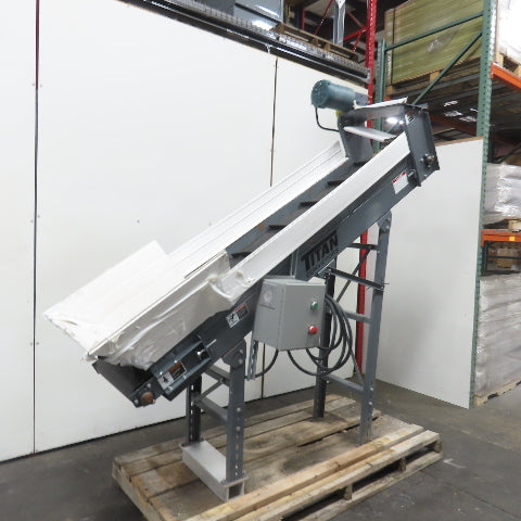 Titan 7' Long Incline Chip Conveyor 18" Belt 3Ph 230/460V 75" Discharge 35FPM