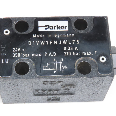 Parker D1VW1FNJWL75 4/2 Position Single Solenoid Valve 24VDC