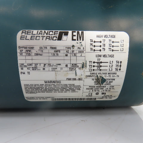 Dodge Tigear 60:1 Ratio 1/2HP Left Hand Gear Motor 230/460V 28.75RPM 767 Torq.