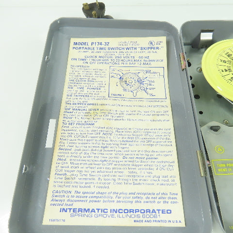 Intermatic P174-32 Portable Time Switch With Skipper 250V 20A