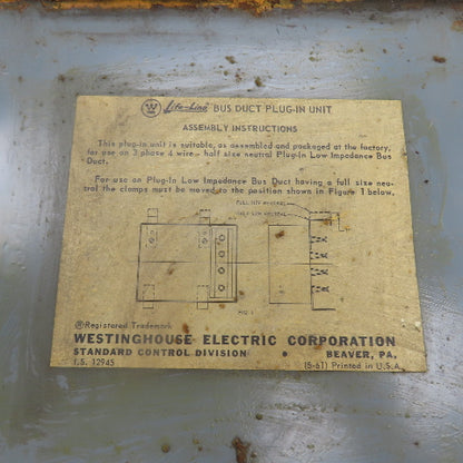 Westinghouse 653D647G04 60A 480VAC De-Ion Fusible Bus Plug Switch 3PH 30HP