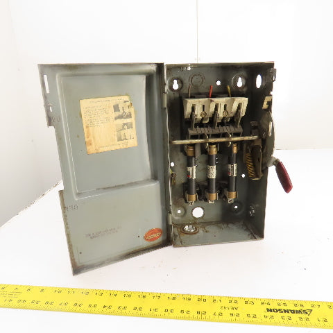 Westinghouse HF361 30A Fusible Safety Disconnect Switch 3P 600VAC 20HP